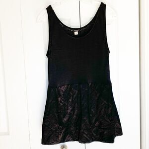 Eileen Fisher Neck Tank Top Black Metallic Small Women